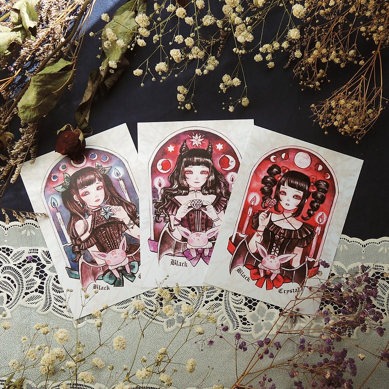 Dark Crystal Girl Postcard Set - Cards & Postcards - Paper Black