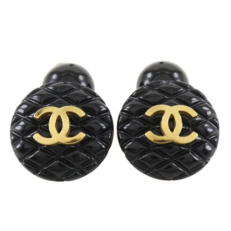 【日本直送】シャネル CHANEL ココマーク カフス マトラッセ ヴィンテージ プラスチック×金メッキ 黒 95P ユニセックス【中古】 - 袖扣 - 塑膠 黑色