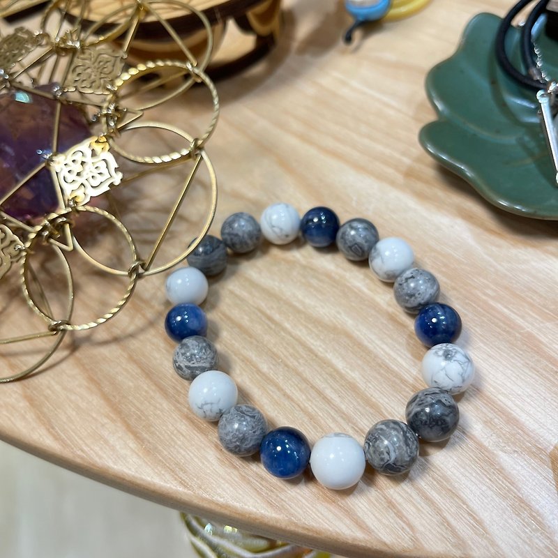 [Wu] 10mm Stone| White Turquoise | Gray Agate Crystal Ore Bracelet Unisex - Bracelets - Semi-Precious Stones White