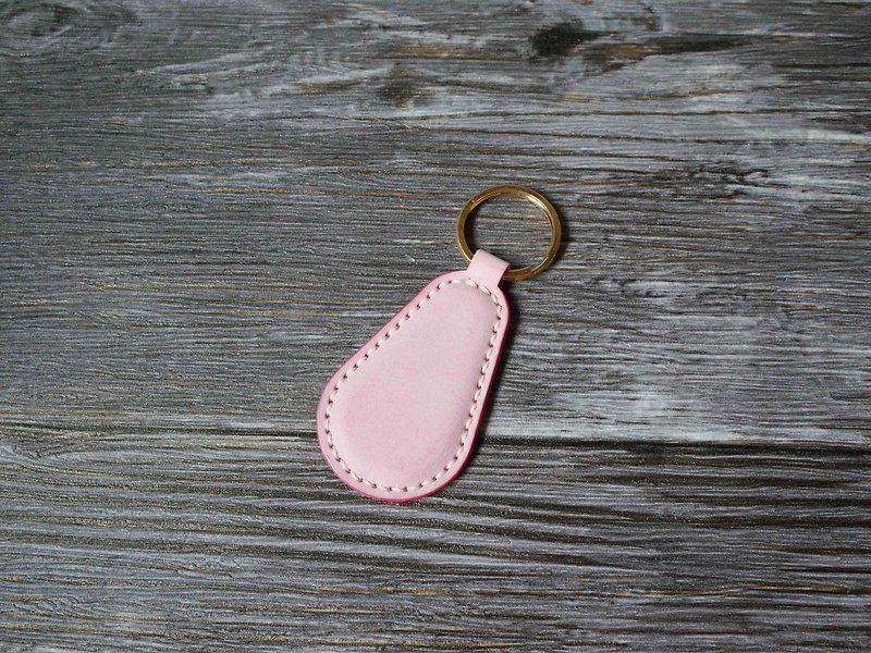 造型悠遊卡 晶片吊飾－鑰匙圈B款－擦蠟櫻花紅 - 鑰匙圈/鑰匙包 - 真皮 粉紅色