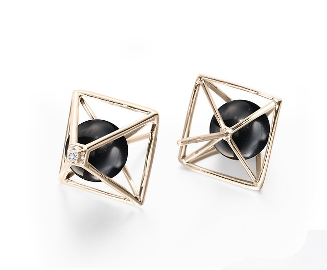 Black Tourmaline Earrings, Black Gems Stud, Protection Stone Triangle  Earrings - Shop Majade Jewelry Design Earrings & Clip-ons - Pinkoi