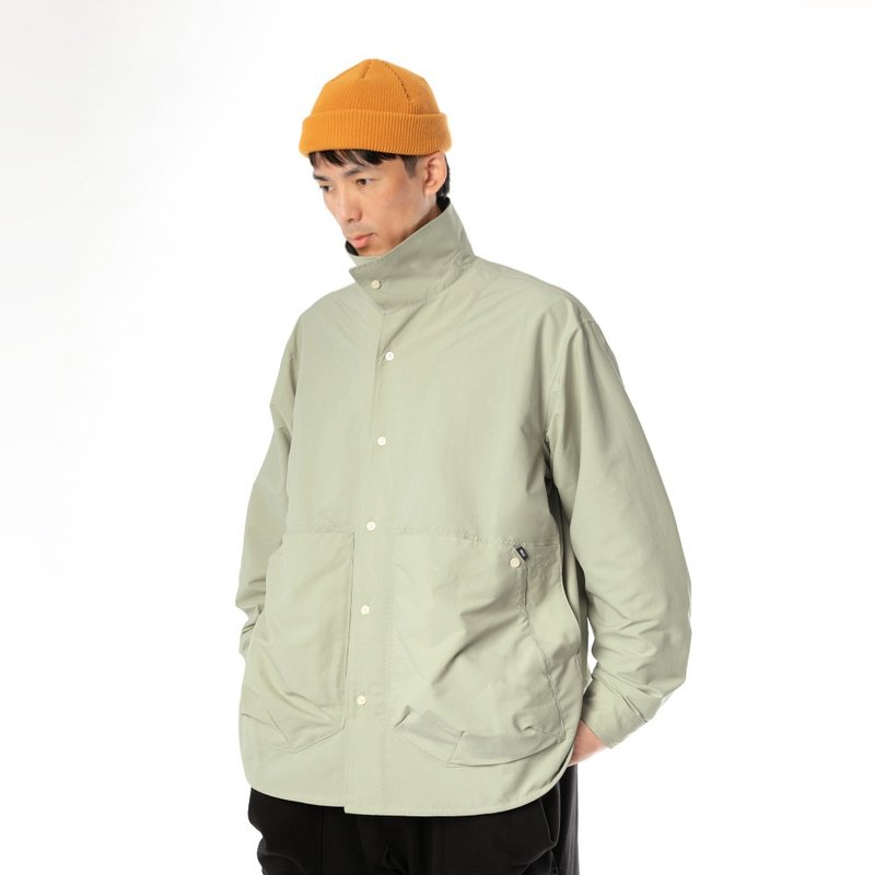 Stand Collar Shirt Jacket 立領襯衫夾克外套 棕色/水綠色 設計 - 男夾克/外套 - 聚酯纖維 