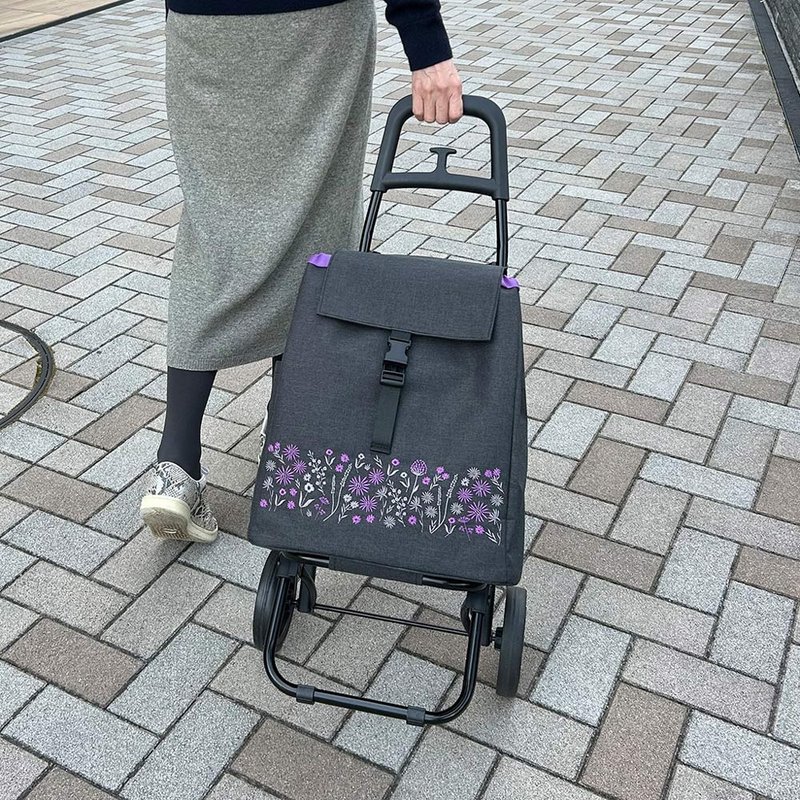 日本cocoro Floris 防潑水刺繡保溫保冷摺疊購物車-25L - 其他 - 聚酯纖維 灰色
