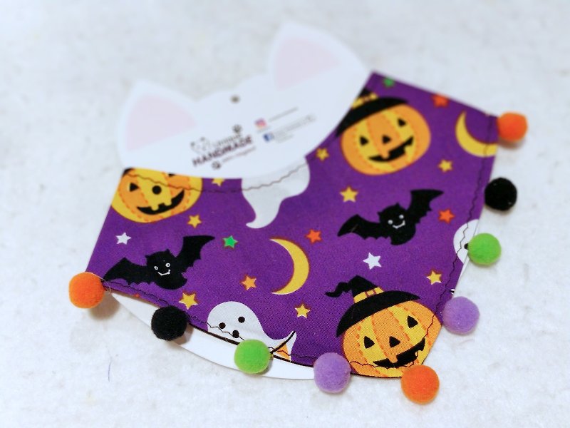 Halloween 萬聖節 雙面 三角 寵物造型頸巾 頸飾 - 寵物衣服 - 棉．麻 紫色