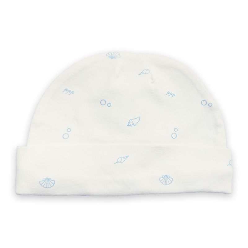 【Deux Filles有機棉】藍色貝殼嬰兒帽 - 嬰兒帽子/髮帶 - 棉．麻 藍色