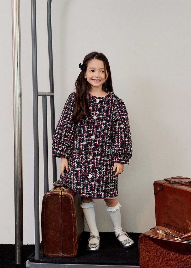 Tweed long jacket - เสื้อโค้ด - เส้นใยสังเคราะห์ สีดำ