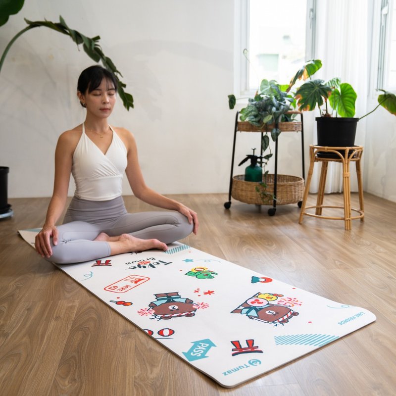 LINE FRIENDS genuine authorized suede yoga mat 6mm TPE mat two types - Yoga Mats - Other Materials 