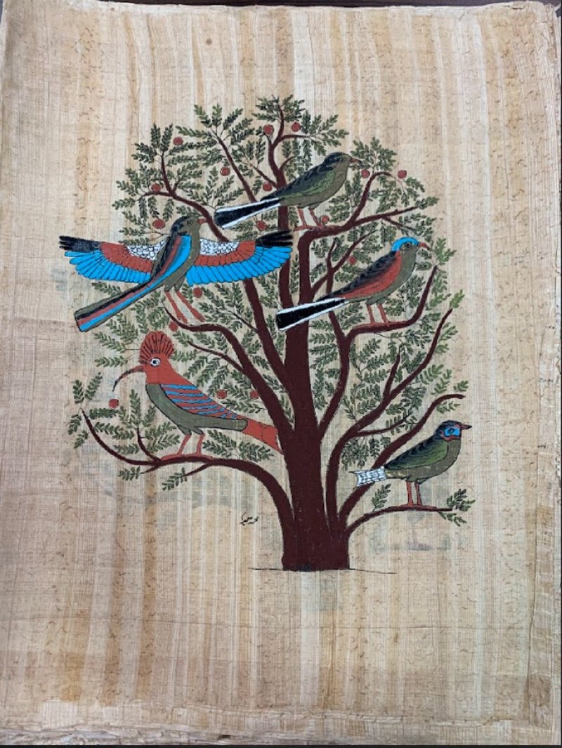 Egyptian papyrus painting - Tree of Life (approx. 48x37 cm) - โปสเตอร์ - วัสดุอื่นๆ 