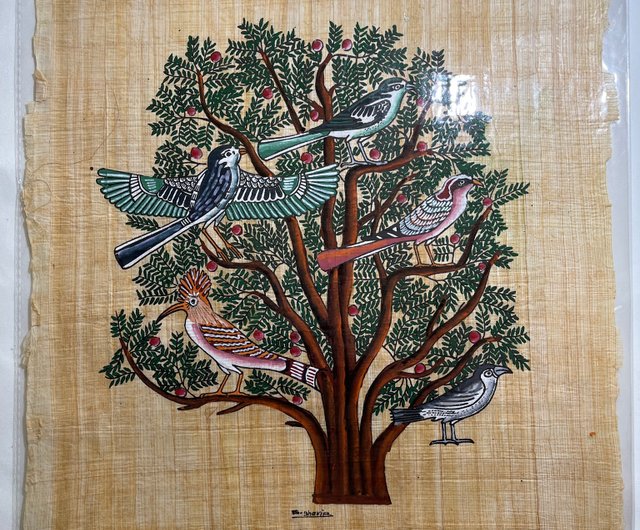 エジプトのパピルス絵画 - 生命の木 (約 48x37 cm) - ショップ egypt