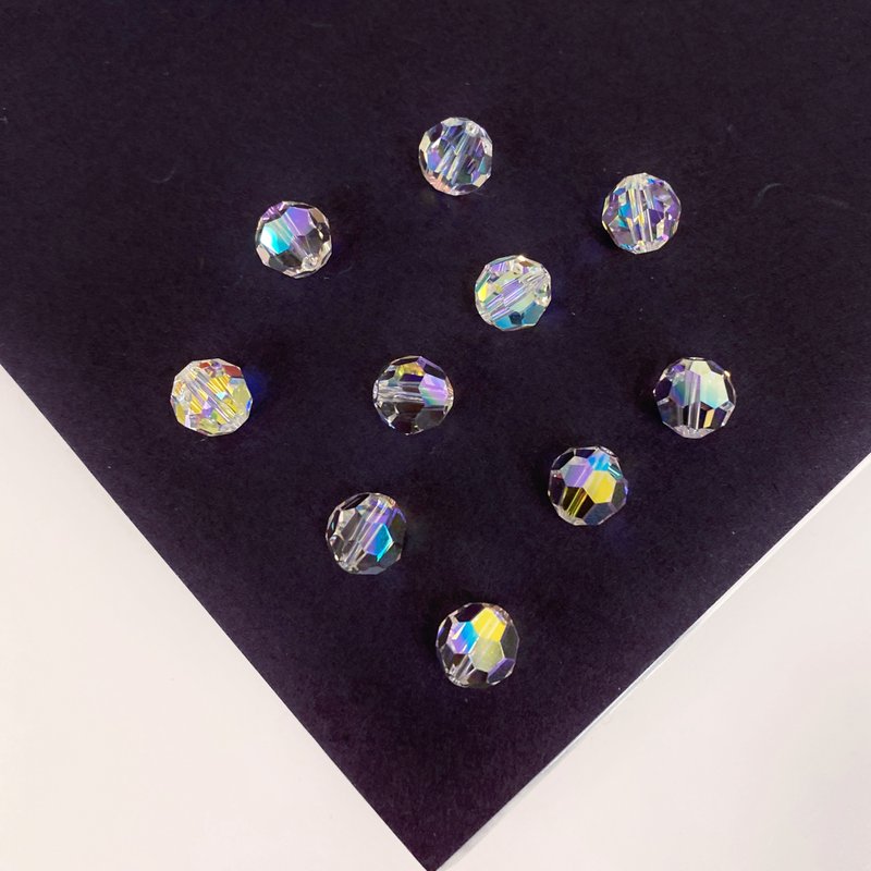 Edith & Jaz • Swarovski 10mm  Round Faceted Bead (Aurore Boreale) 10pcs/set - งานโลหะ/เครื่องประดับ - แก้ว ขาว