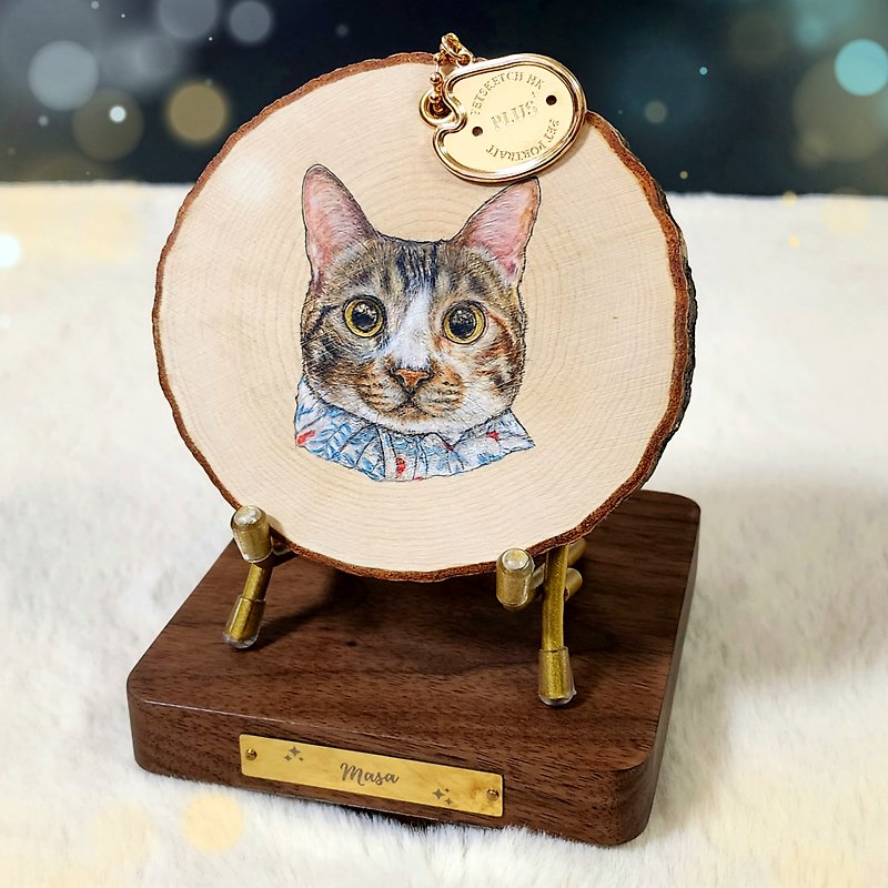 [Customized] Super detailed | Pet wood painting | Wood color | Cat | Hong Kong Shorthair | Tang Cat | - Customized Portraits - Wood 