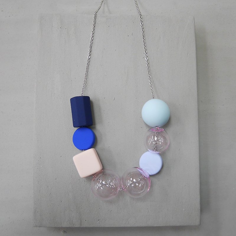 Marshmallow Glass Necklace - PING PONG 011 - Necklaces - Plastic Multicolor