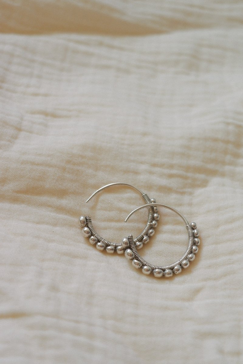 民族銀圈耳環 - 耳環/耳夾 - 銀 銀色