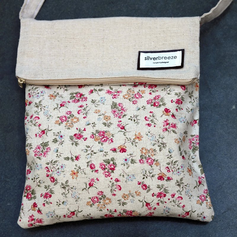 Silverbreeze~ Shoulder Bag/钭 Backpack ~ Pink Flower (C6) - Messenger Bags & Sling Bags - Cotton & Hemp Pink