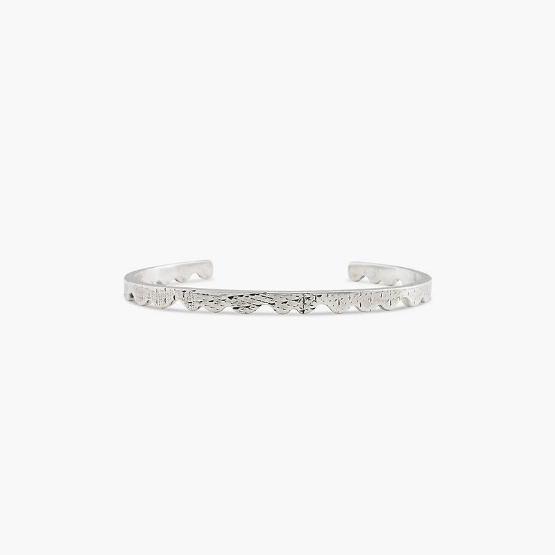 Wave Textured Silver Bangle S - Bracelets - Other Metals Silver