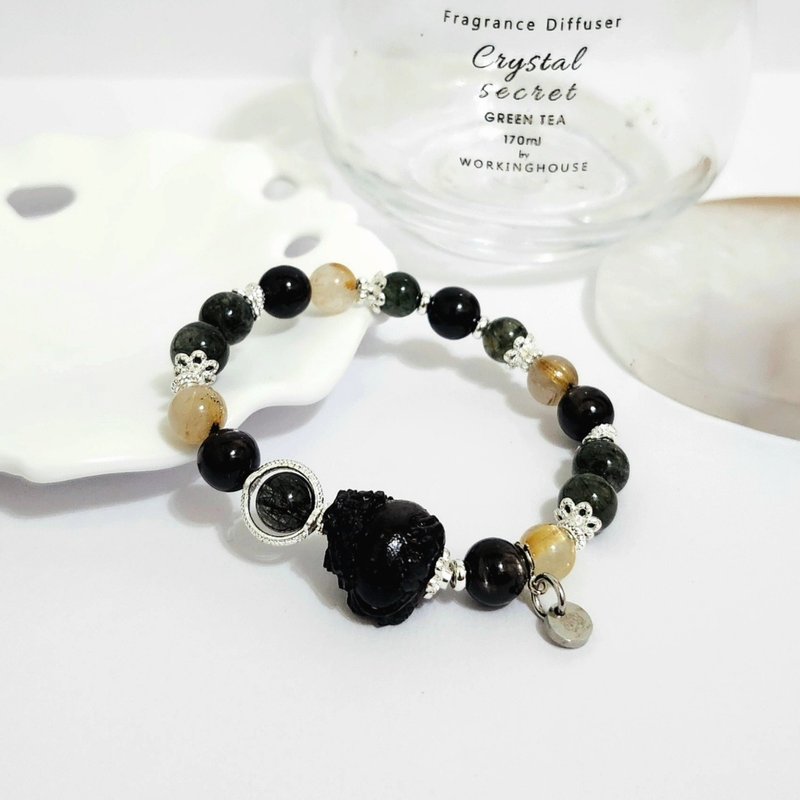 金運石龍龜設計手鍊/開創事業運/正偏財都招之水晶 - 手鍊/手環 - 水晶 黑色