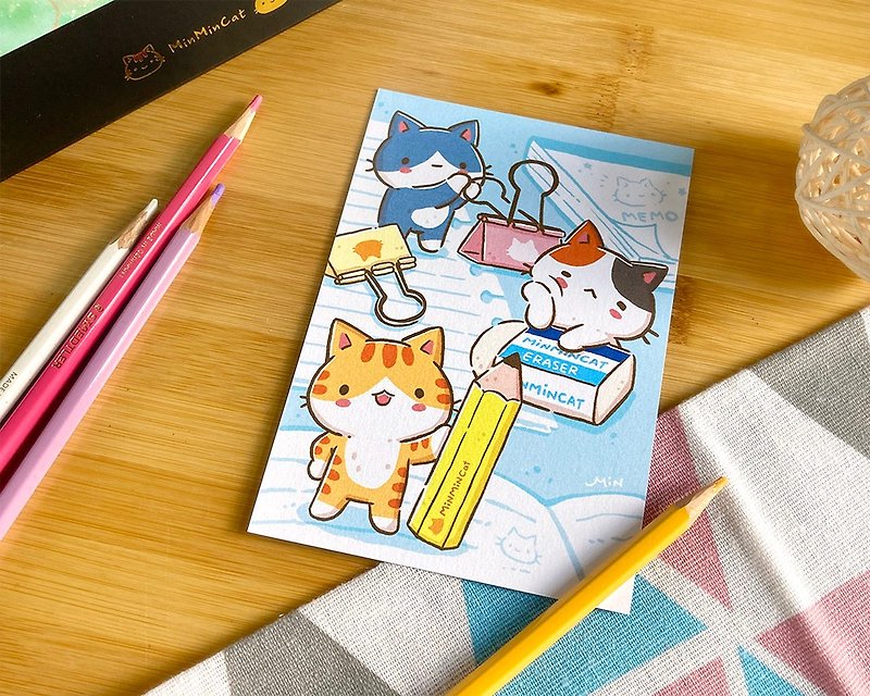 ひみつの猫文具シリーズ イラストポストカード - カード・はがき - 紙 多色