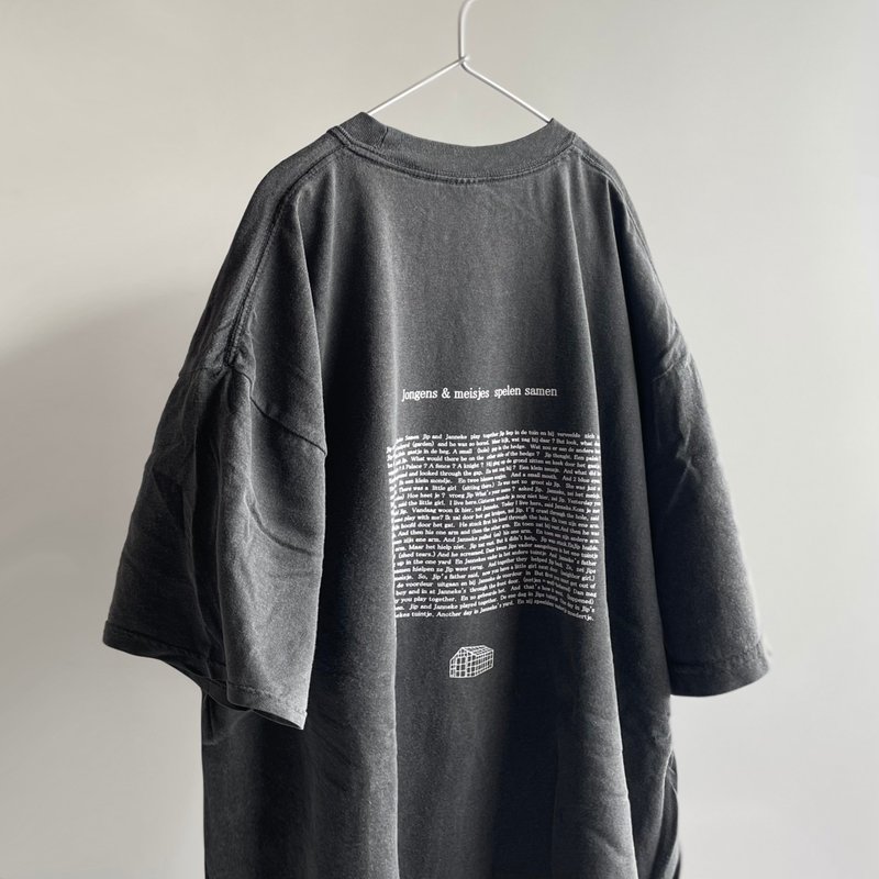 Garment dye short sleeve t-shirt /  smoke black / unisex / back print - トップス ユニセックス - コットン・麻 ブラック