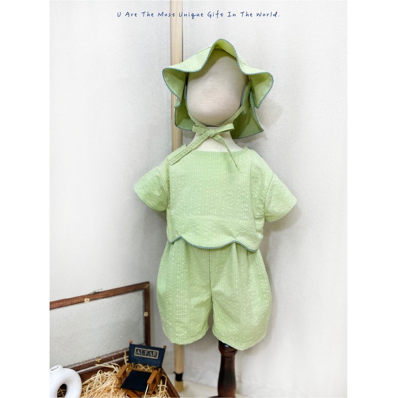 郊遊趣果綠套裝 - 男/女童裝 - 棉．麻 