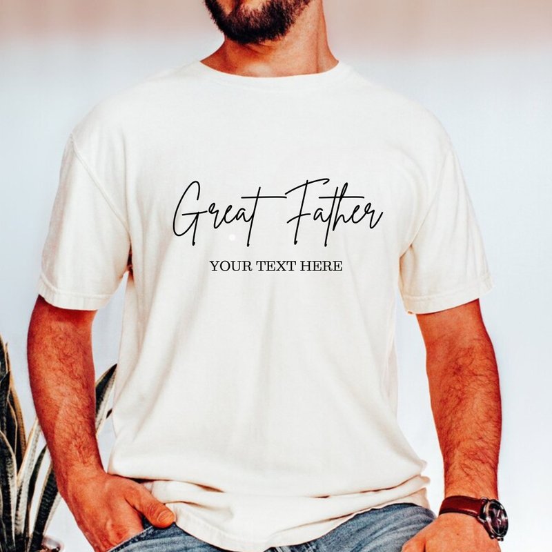 Great father father's name Father's Day gift customized name unisex short-sleeved top - เสื้อยืดผู้ชาย - ผ้าฝ้าย/ผ้าลินิน ขาว