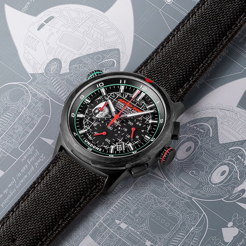 UNDONE x Astro Boy 70th Anniversay Flyback Chronograph Watch - Men's & Unisex Watches - Stainless Steel Black