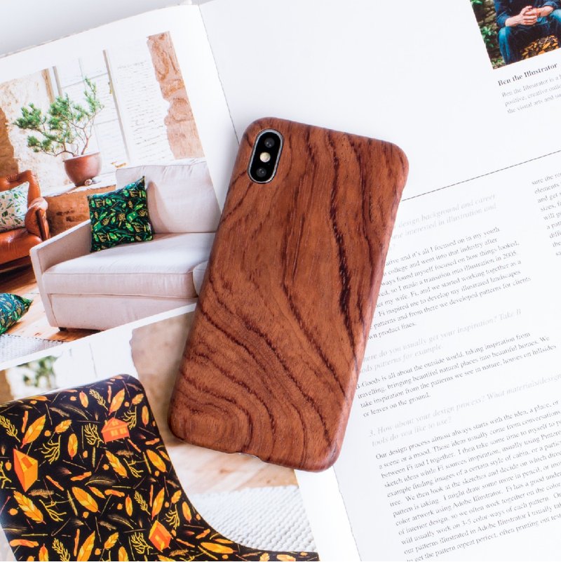 [ピュアウッド電話ケース] iPhone X  -  Rosewood - スマホケース - 木製 ブラウン