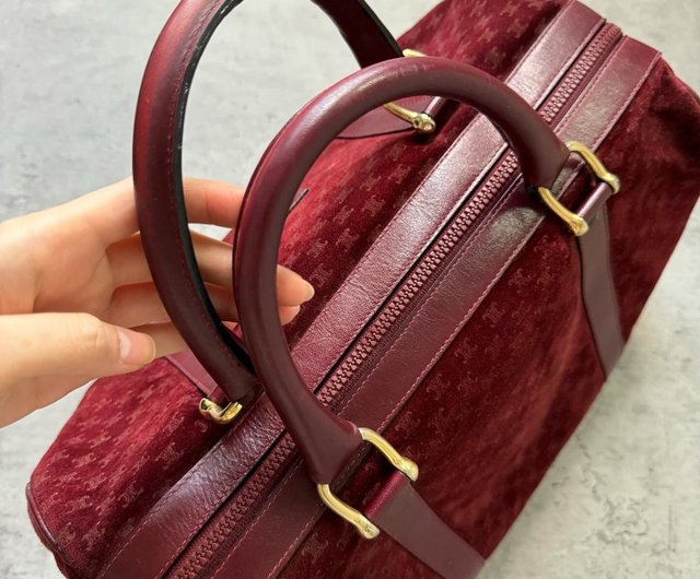 Second-hand Celine burgundy suede Boston bag tote - Shop