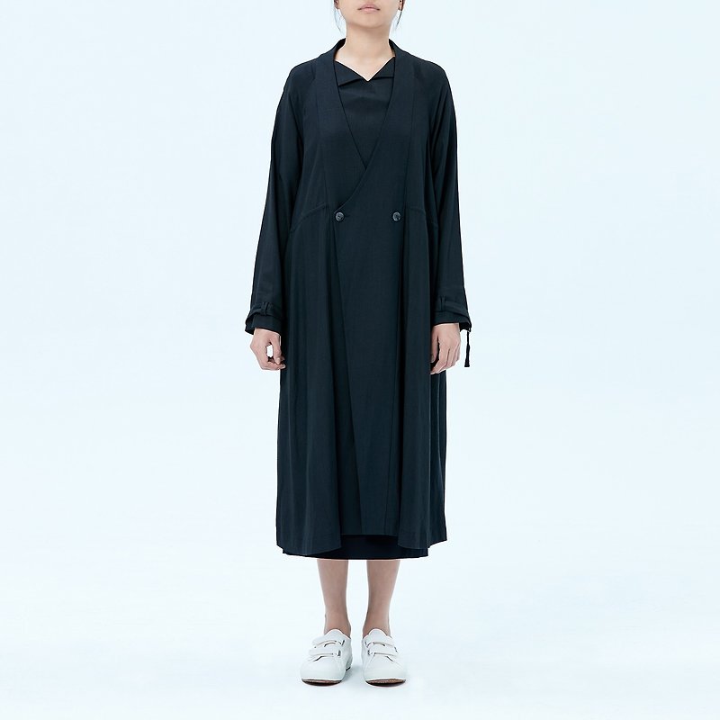Black Cotton-Linen Coat - Women's Blazers & Trench Coats - Cotton & Hemp Black