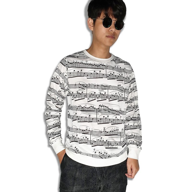蕭邦的夜曲 潮流衛衣發熱衣 - 男 T 恤 - 聚酯纖維 白色