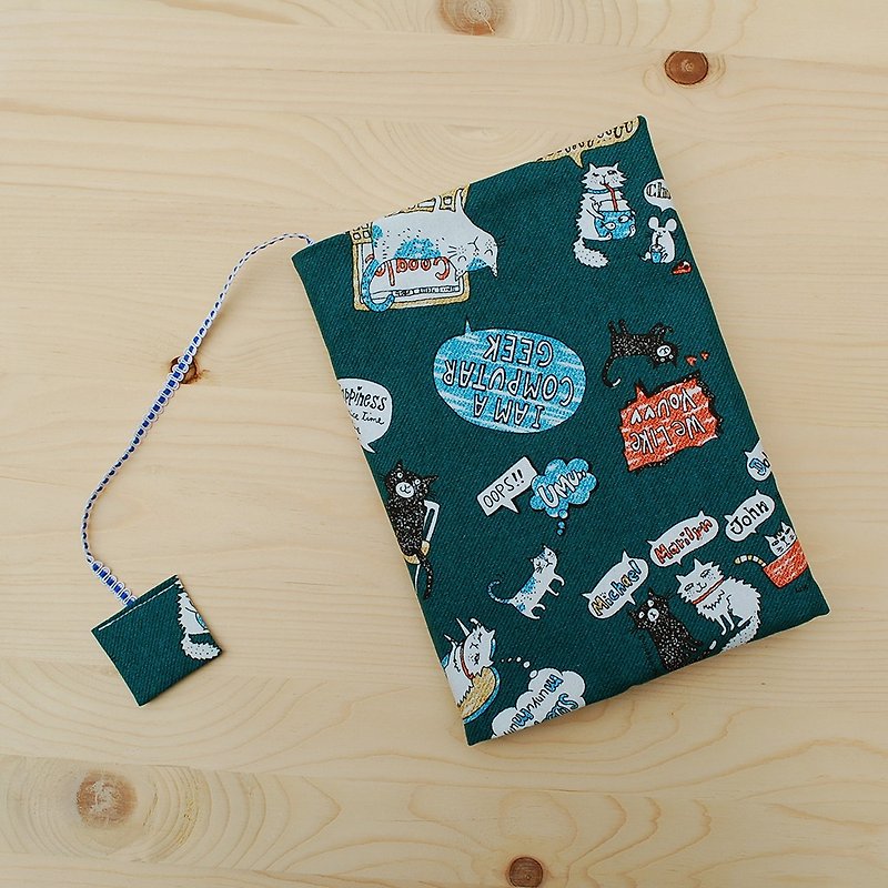 A5 cat make friends book jacket - Notebooks & Journals - Cotton & Hemp Green
