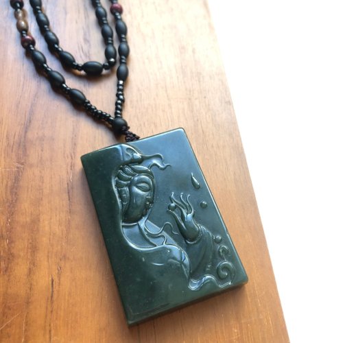 令藏齋.Treasure Jade 聞聲救苦觀世音-和田玉塔青項鍊吊墜車掛/老師送禮【HotSummer】