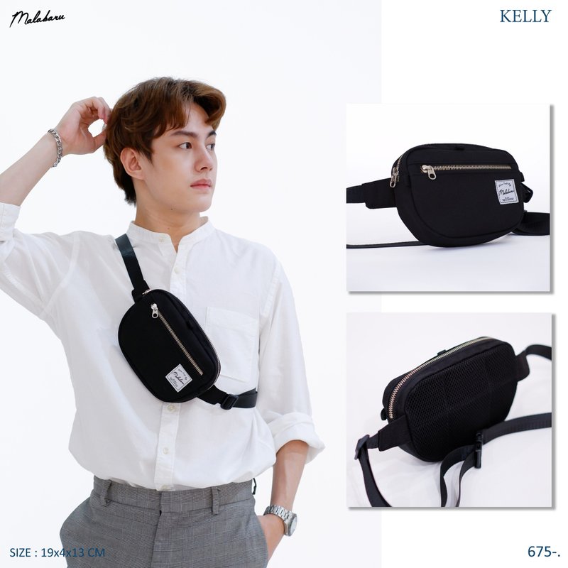 Malabaru Kelly クロスボディバッグ、チェストバッグ、クロスボディバッグ、チェストバッグ - ショルダーバッグ - ナイロン ブラック
