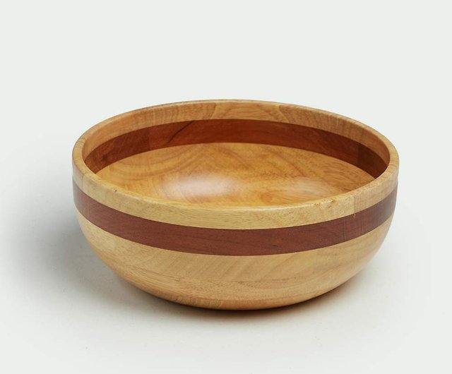 9.5 Inch Wood Bowl, Wooden Salad Bowl, Wood Bowl For Food, Fruits, Salads  And Decoration