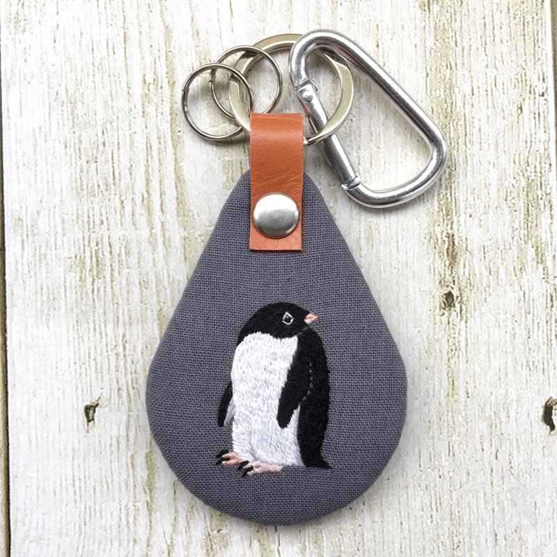 Adelie penguin embroidered keychain: grey - Keychains - Thread Gray