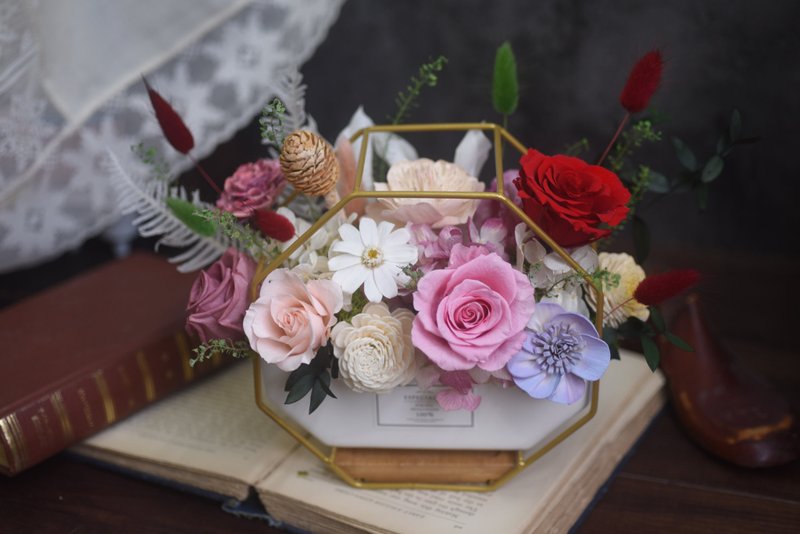 開幕盆花 榮升賀禮 喬遷花禮 永生花花禮  乾燥花禮 嫣紅 - 乾燥花/永生花 - 植物．花 紅色