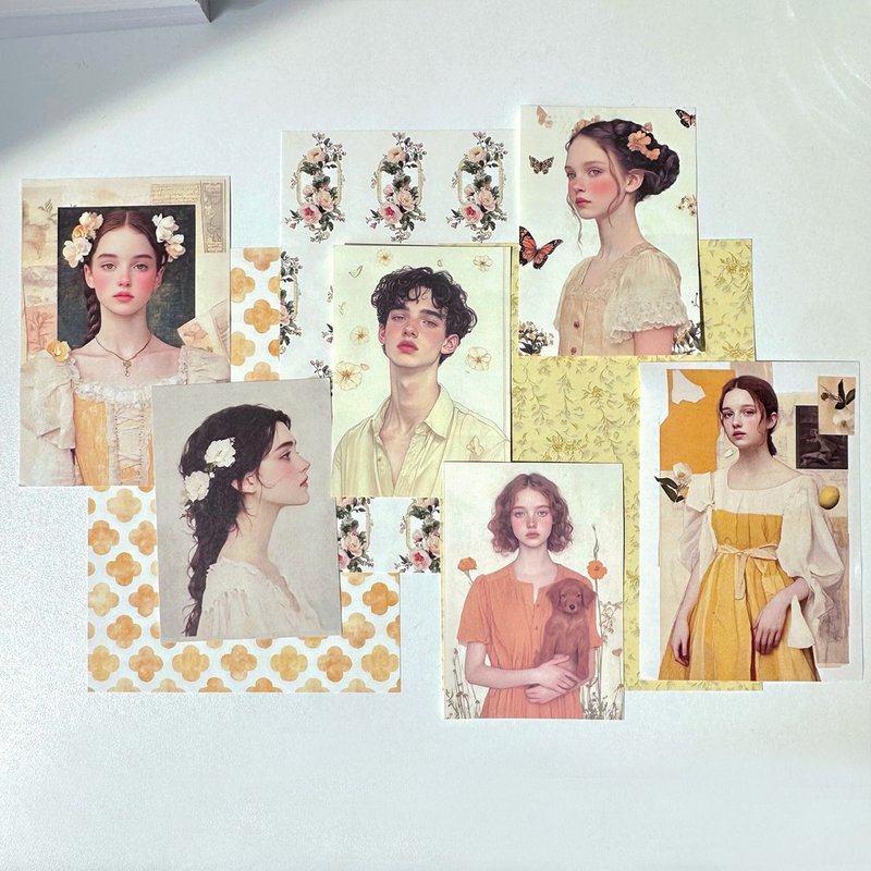 Collage pack ver.2 Yellow Sticker + Paper MIX (anns note) vintage - 貼紙 - 紙 黃色