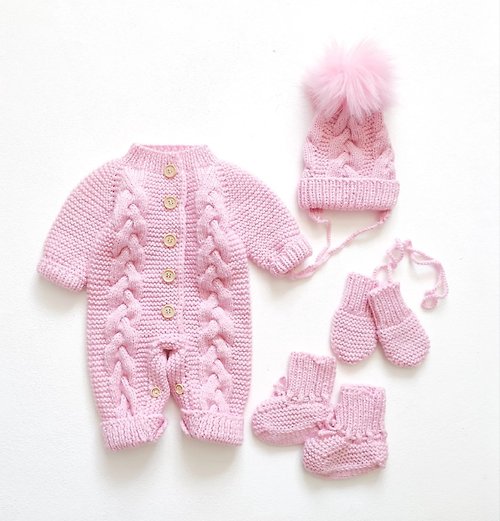Knitting for kids Knitting pattern for jumpsuit, cap, booties, mittens for baby 0-3, 3-6 months