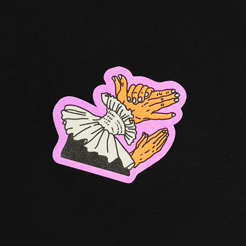 Original Risograph surreal human dog hand praying sticker - สติกเกอร์ - กระดาษ 