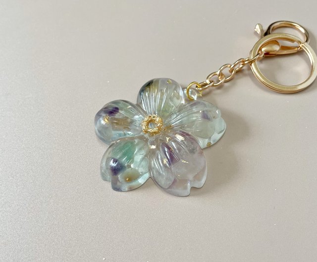 ハンドメイド】-天然エネルギークリスタル/桜のキーホルダー