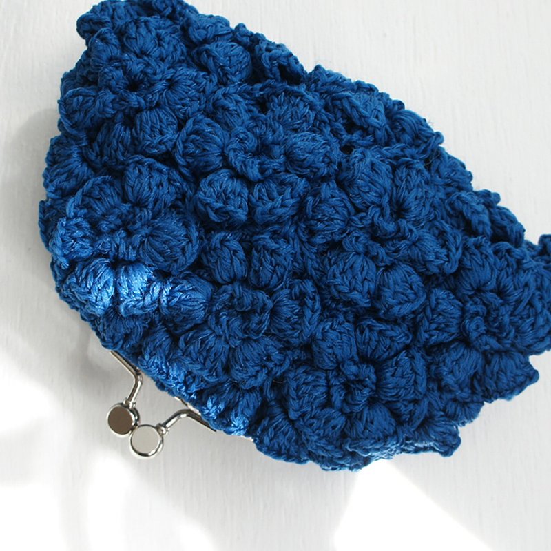 Ba-ba handmade Poppy puff knitting pouch  No.C1434 - ポーチ - その他の素材 ブルー