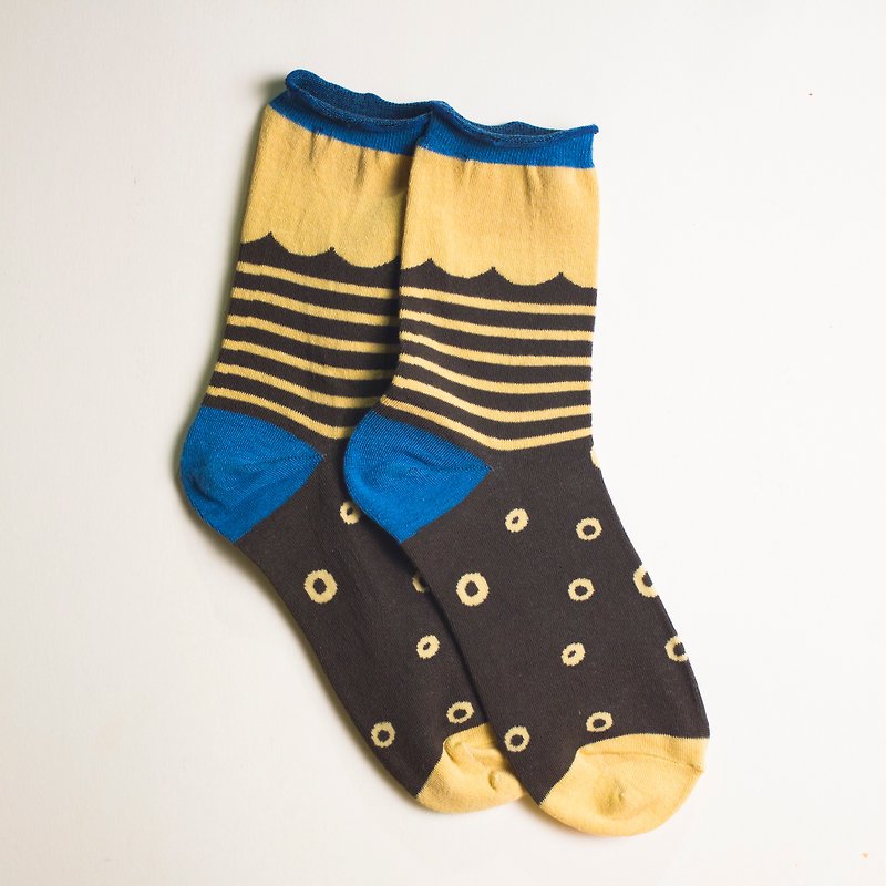 Ring Toss - Socks - ถุงเท้า - ผ้าฝ้าย/ผ้าลินิน สีเหลือง
