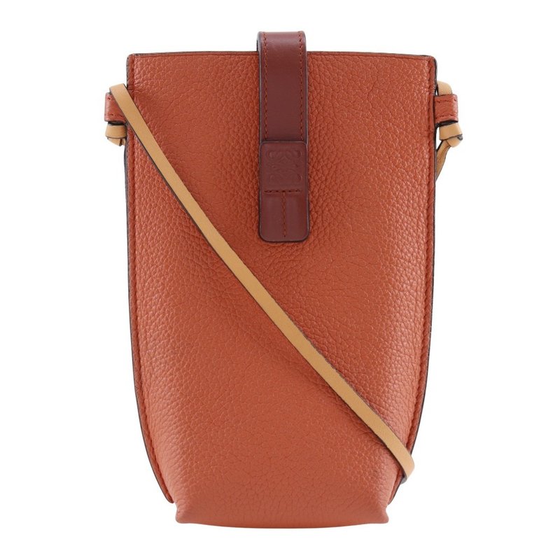 【日本直送】ロエベ LOEWE ポケット ショルダー ショルダーバッグ スマホポシェット 124.12.Z45 6977 レザー オレンジ レディース【中古】 - 側背包/斜背包 - 真皮 橘色