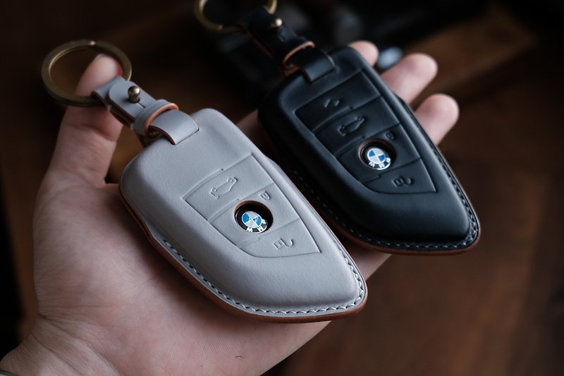 Handmade Leather bmw  key Case.Car Keychain.Car Key Cover Holder. - Keychains - Genuine Leather Brown