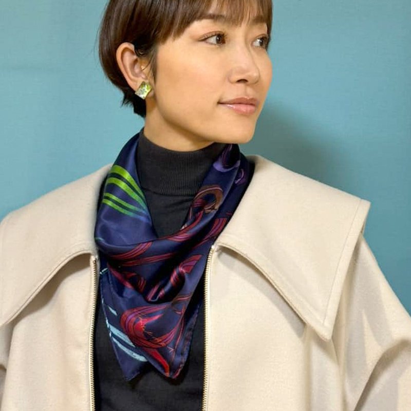50cm角_silkscarf_心願成就柄のシルクスカーフChristalART - 絲巾 - 其他材質 多色