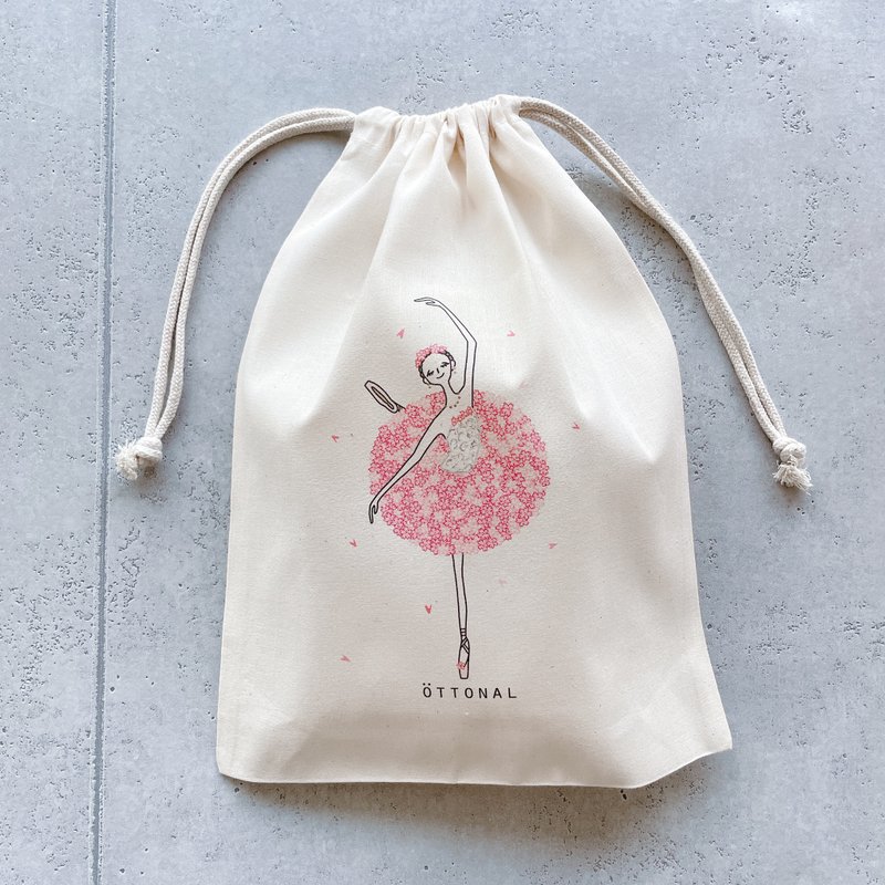 Sakura Ballerina Cotton Purse - อื่นๆ - ผ้าฝ้าย/ผ้าลินิน ขาว