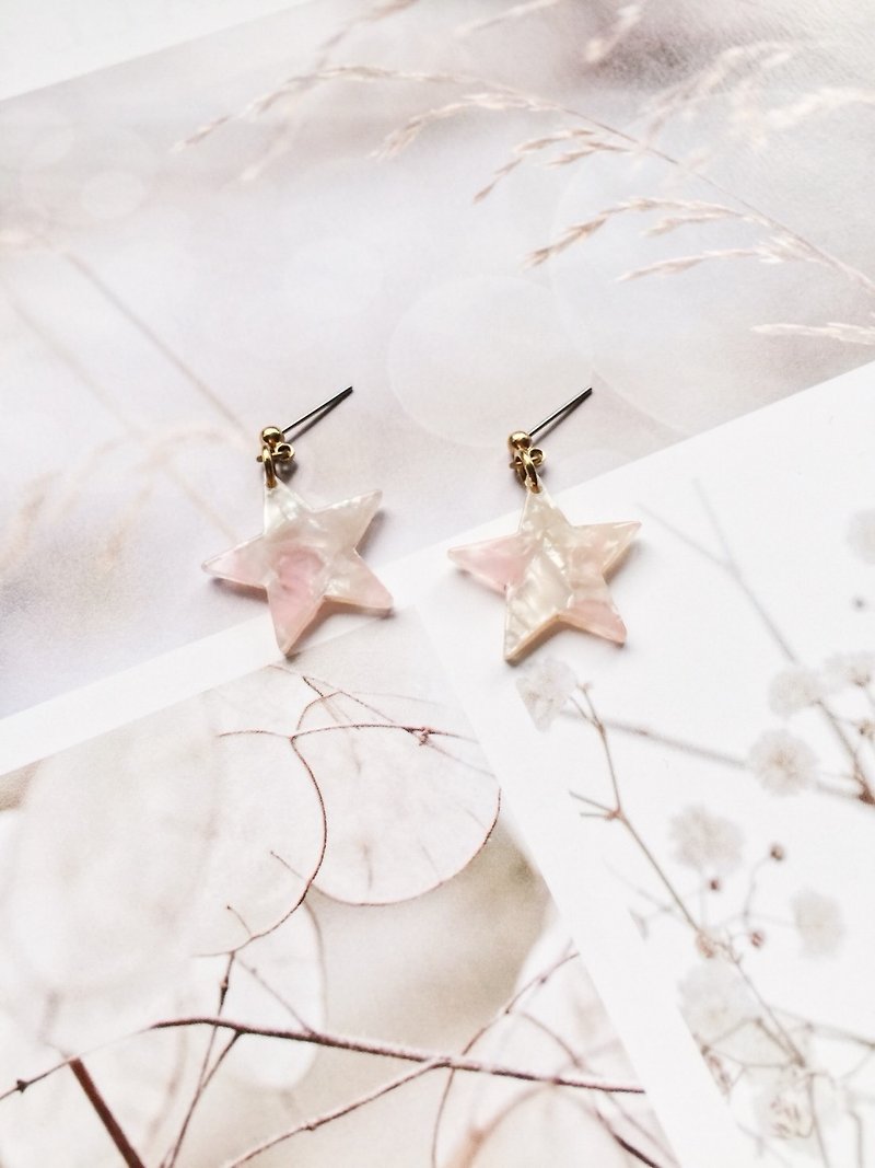 La Don - Stone Star - Pink Ear/Ear clip - Earrings & Clip-ons - Resin Pink