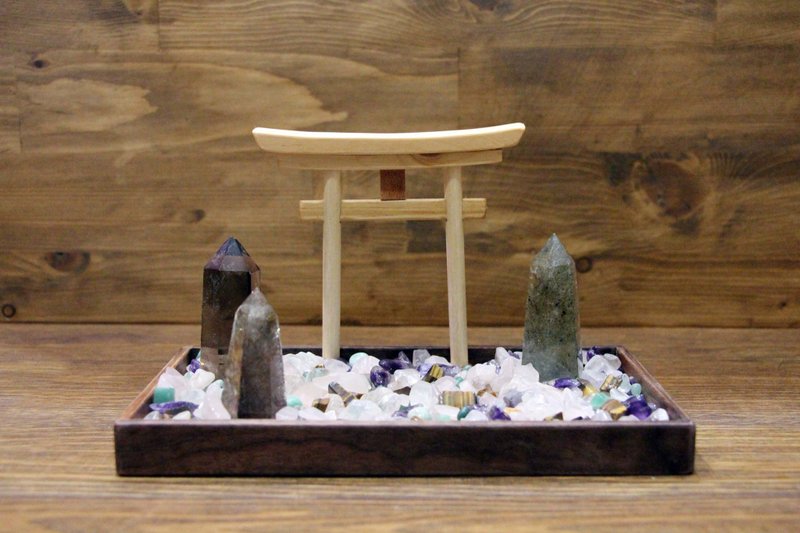 Log Torii Shrine Storage Box Display Decoration Gift - Items for Display - Wood Brown