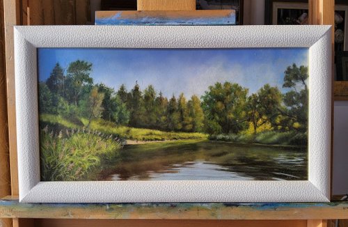 水彩画 風景 額縁 清流 インテリア 絵画 森 川 c1d60e6dac5ce731ded4ea1a8f2b28