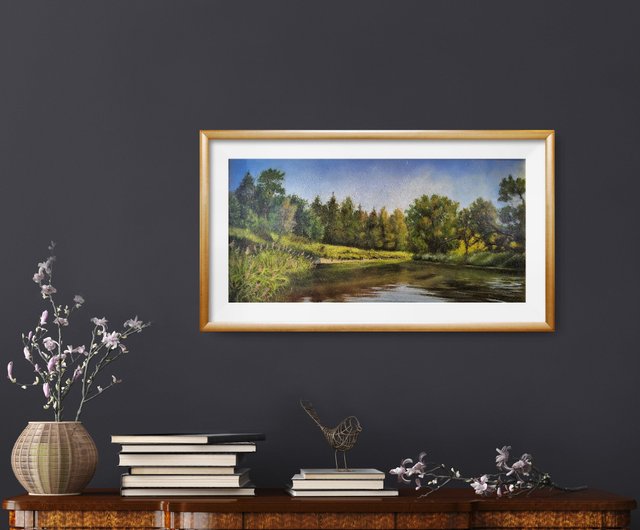 Amazon.co.jp: 20 アート絵画 浅い川の風景の虹色 ジョン