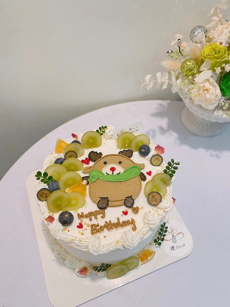 子鹿のかわいいヘラジカのイラスト動物ケーキ描画ケーキ誕生日ケーキカスタマイズされたデザート - ケーキ・デザート - 食材 